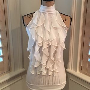 White ruffle poet top.